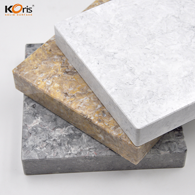 Más de 200 colores por color personalizado y superficie sólida acrílica Staron de forma de piedra de losa grande
