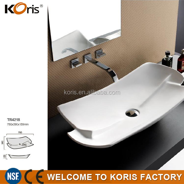 Lavabo de baño superior de piedra artificial comercial del fabricante de China Doble
