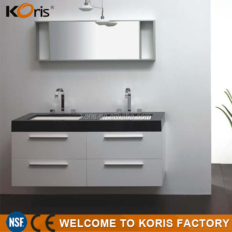 Lavabo de baño superior de piedra artificial comercial del fabricante de China Doble